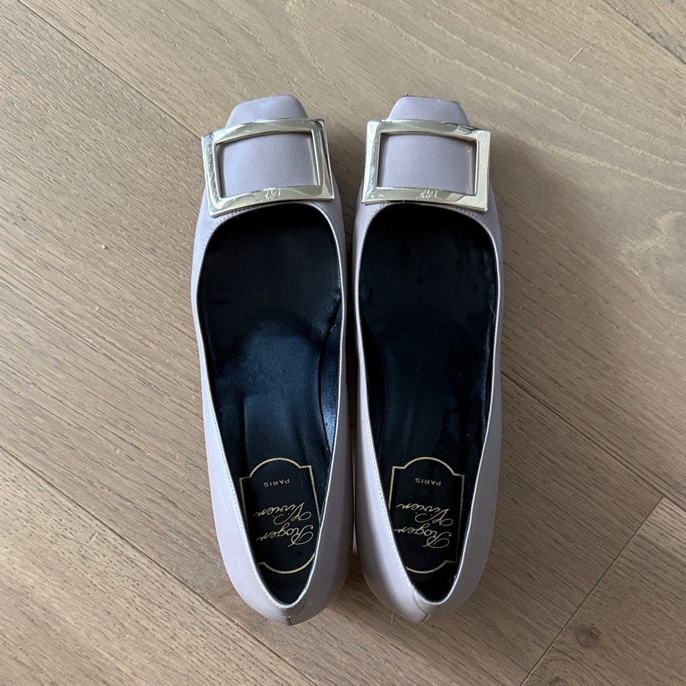 Roger Vivier Lavender Flats with Metallic Buckle